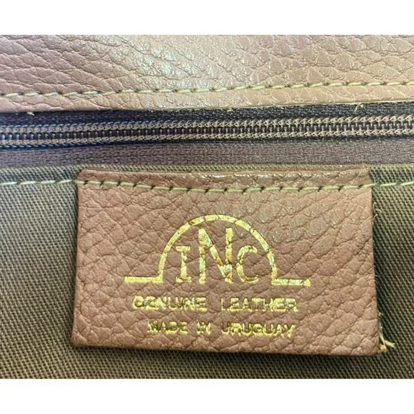 Vintage INC Purse Chain Link Strap Genuine Leather Uruguay Bag Tan Brown Camel - Picture 5 of 9